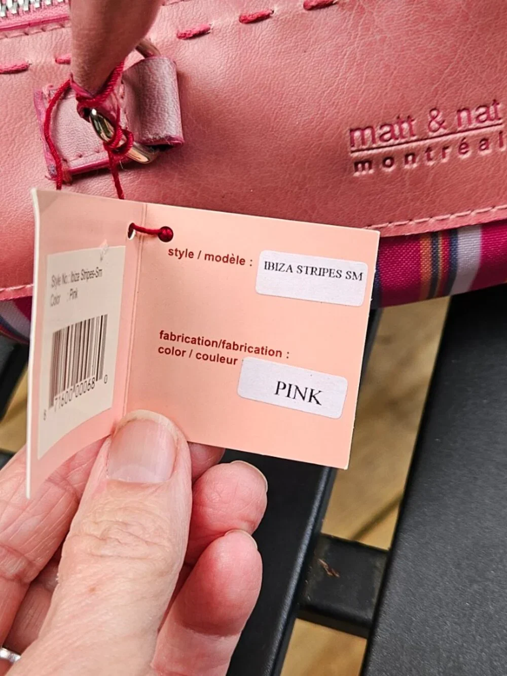 NWT Matt & Nat Satchel Bag Pink and Striped